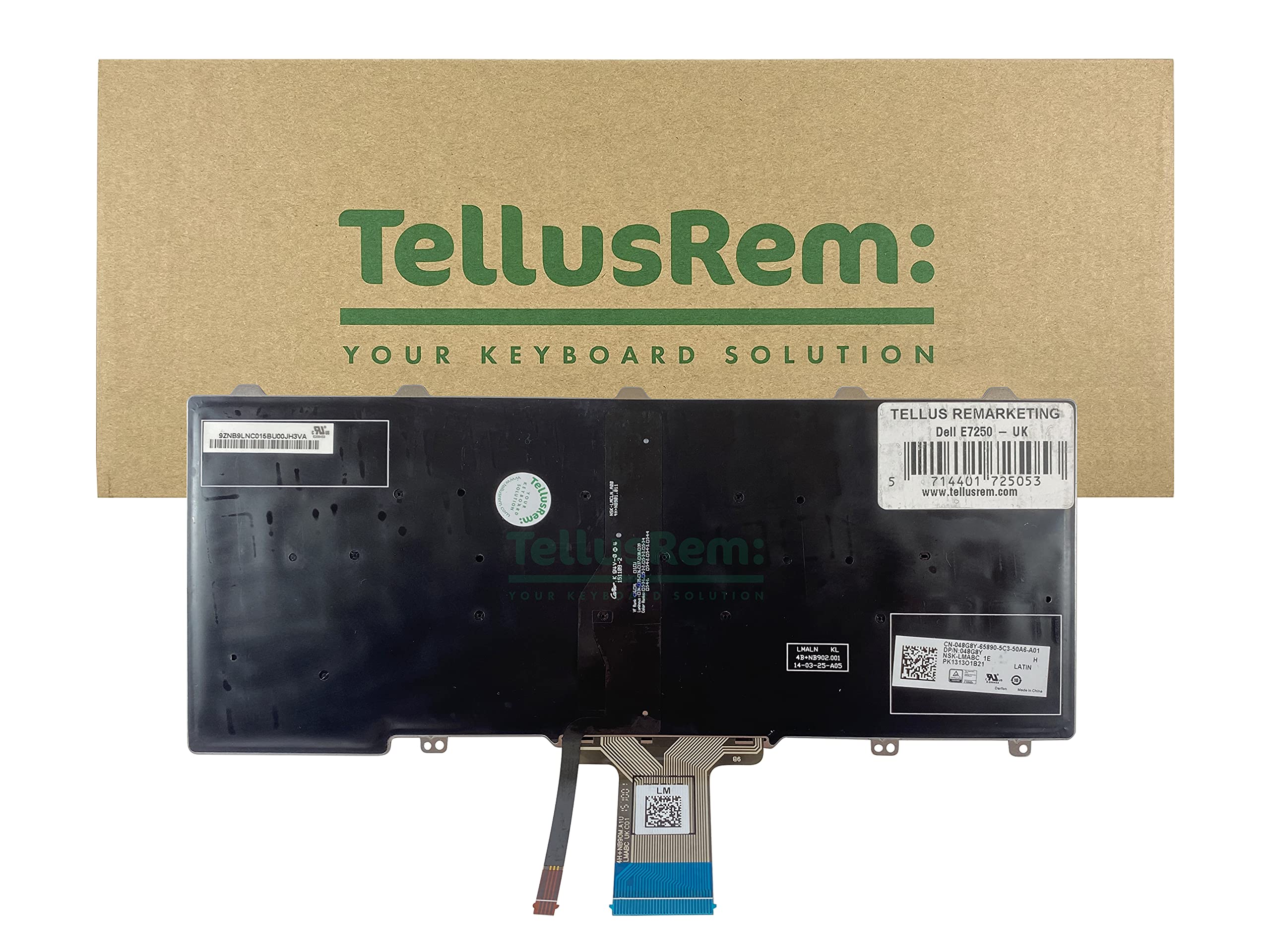 TellusRem UK Backlit Laptop Keyboard Replacement for Dell Latitude E7250, E5250, E5270