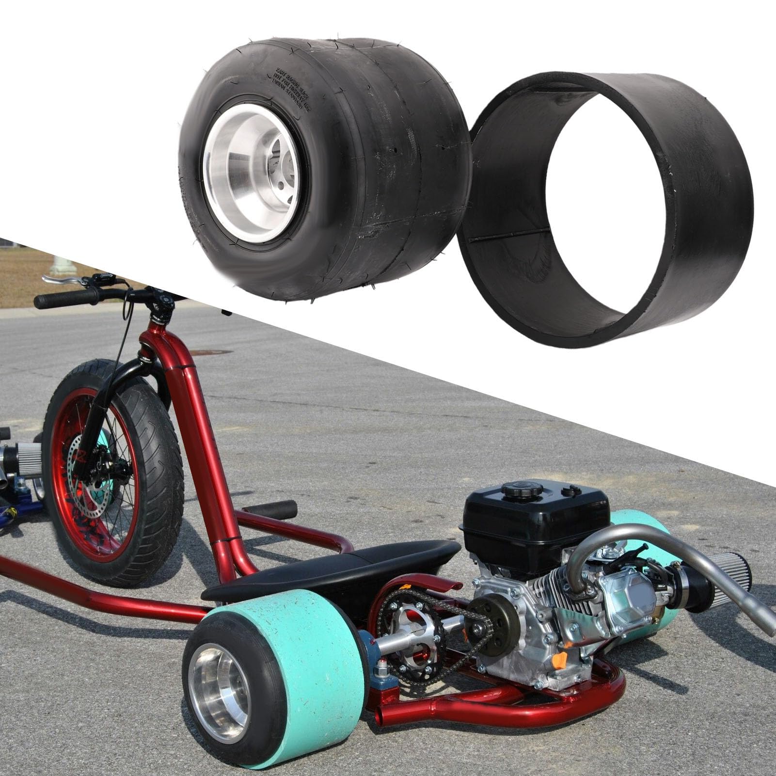 Yctze 11x7.10 5 Go Kart Tubeless Pneumatico Ruote da Posteriori da 5, Pollici con Cerchi in Lega di Alluminio Leggero per Drift Trike Drifting Scooter