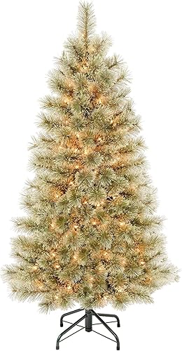 National Tree Company First Traditions Árbol de Navidad de cachemira de pino Arcadia preiluminado, luces incandescentes transparentes, enchufable,
