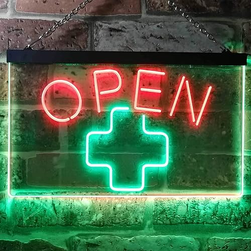 Miniatura 2 de ADVPRO Open Medical Cross Shop - Letrero de neón LED de doble color, verde y rojo, 16 x 12 pulgadas, st6s43-i3209-gr