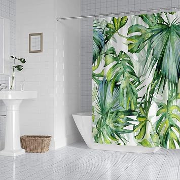 Shower Curtain, Waterproof Fabric for Bathroom, Decorative Curtains for Bathroom Hotel Tropical