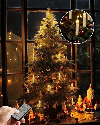 Miniatura 2 de Raycare 20 velas parpadeantes para árbol de Navidad, velas remotas para árbol de Navidad con control remoto y temporizador