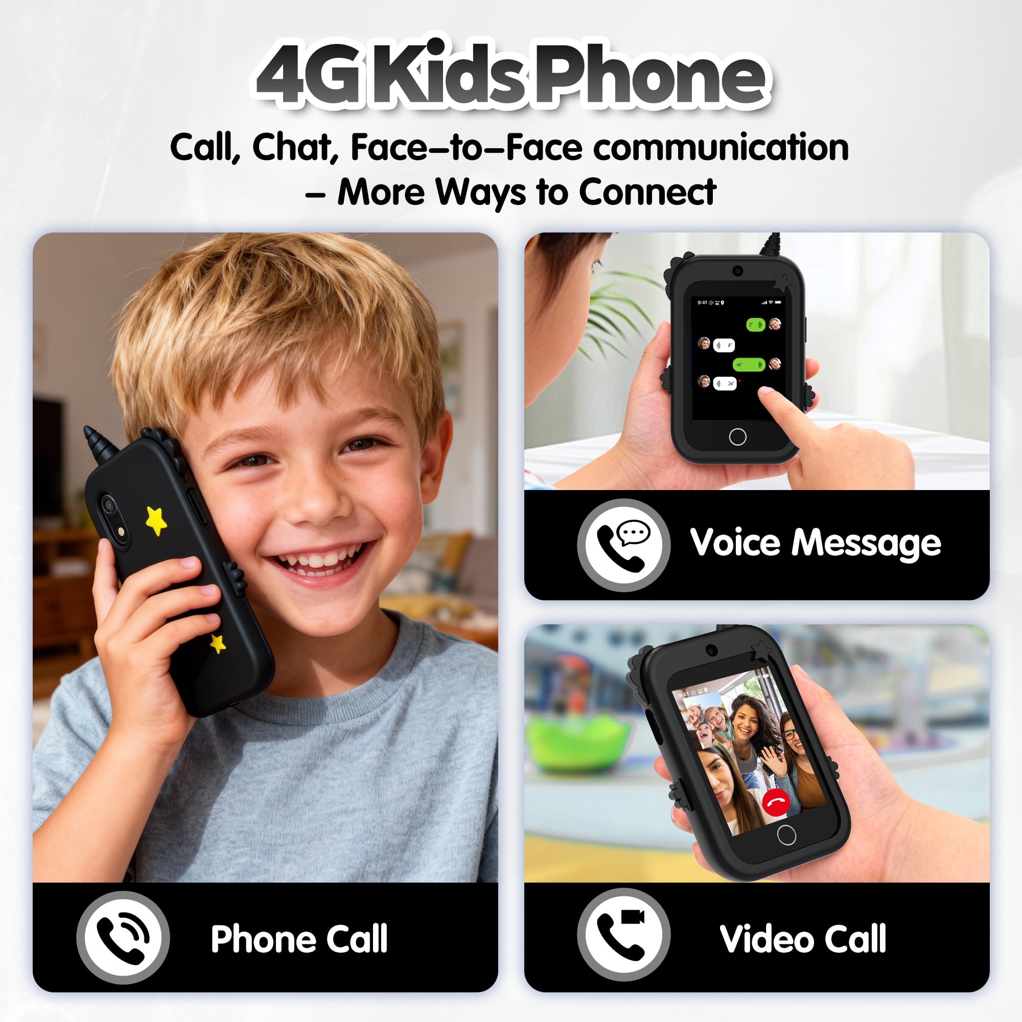 4G Telefono per Bambini GPS Videochiamata Chiamate Contapassi Fotocamera