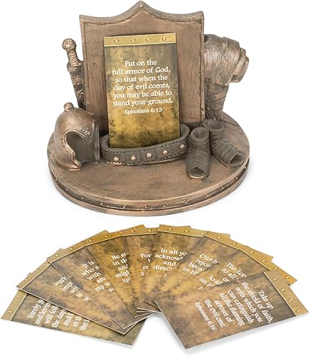 Miniatura 5 de Dicksons Bronzetone Full Armor Scripture - Tarjetero decorativo de resina (3 x 4)