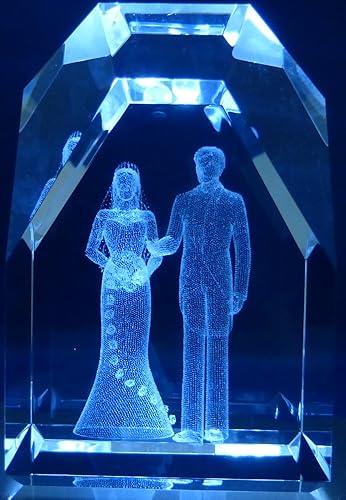 Miniatura 3 de 3d láser Etch vidrio novia Novio 2 14 inch X 1 12 inch X 1 12 inch montaña parte superior y caja de regalo