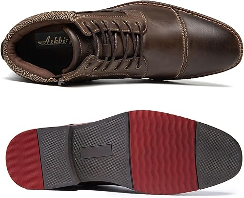 Miniatura 3 de Arkbird Botas de vestir para hombre, botas de tobillo clásicas de cuero genuino con cremallera lateral