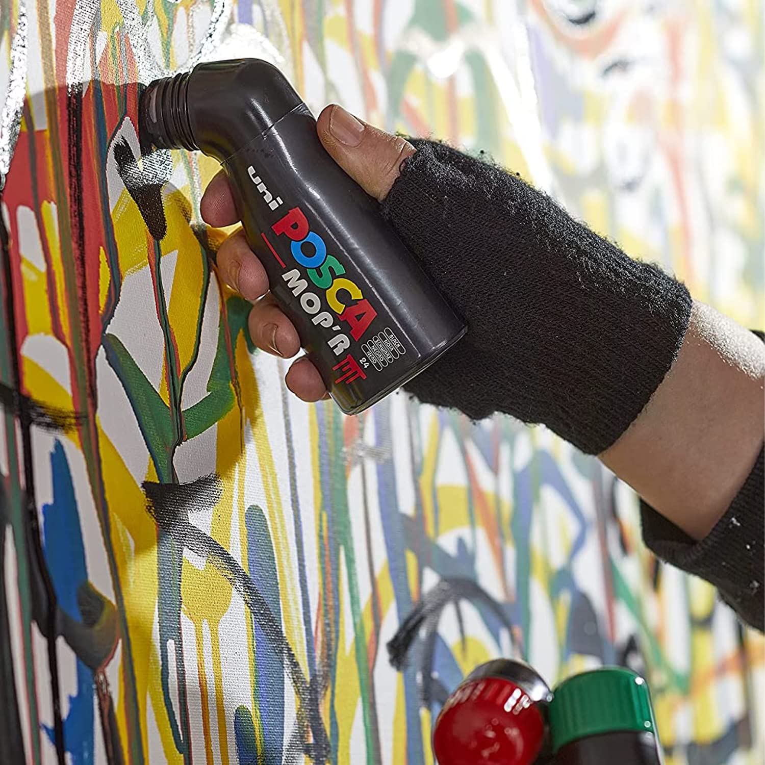 Posca Farbmarker, breite Spitze, MOP'R, PC-17K, PC-8K, Schwarz und Weiß, 6 Stück