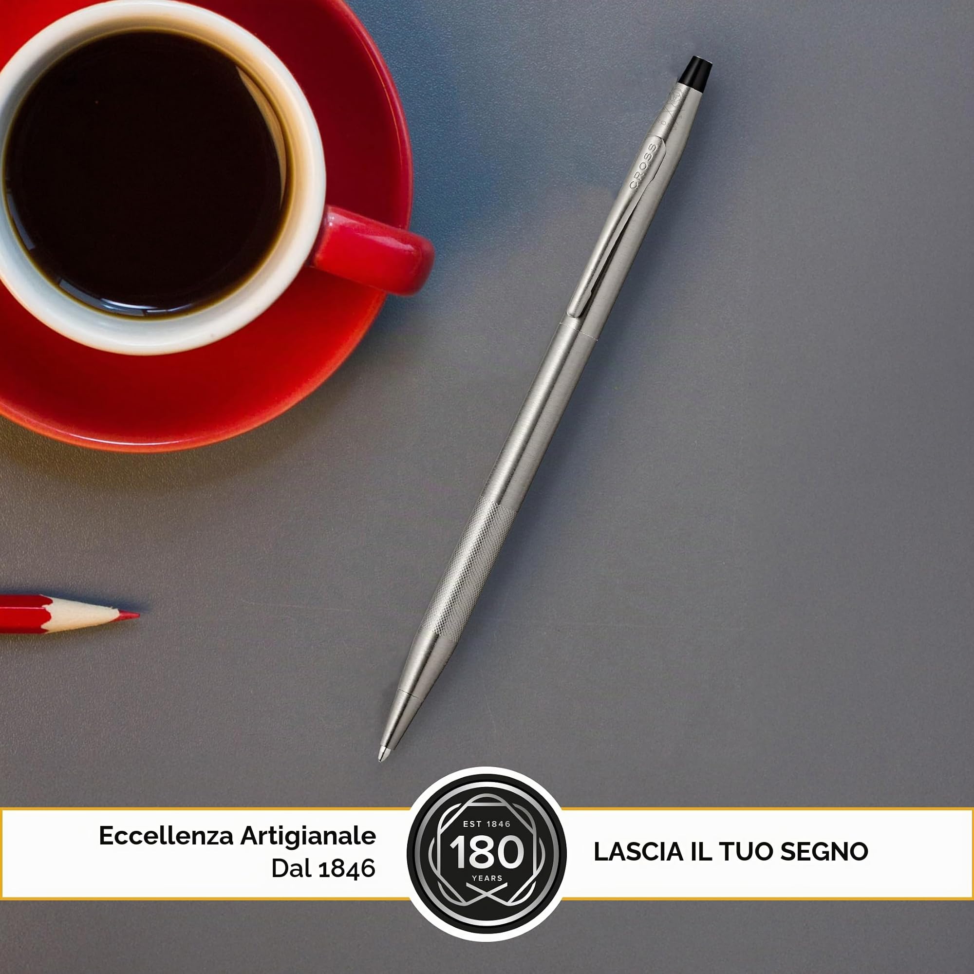 Cross Classic Century - Penna a sfera (tratto M, colore inchiostro: nero, ricaricabile, con confezione regalo premium, colore: Grigio titanio