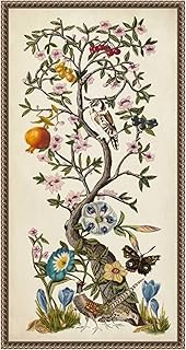 Amanti Art Framed Canvas Wall Art 27x14 Chinoiserie Natura No. 1 by Naomi McCavitt, Framed Wall Art Canvas, Nature Artwork, Traditional Decor, Medium Poster for Living Room, Bedroom, Kitchen, Office
