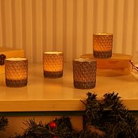 BELLE VOUS 12 db Szürke Üveg Mécsestartó Arany Szegéllyel - 6,4 cm Magas Gyertyatartó Készlet Esküvői Dekorációhoz, Aromaterápiához, Otthoni 6
