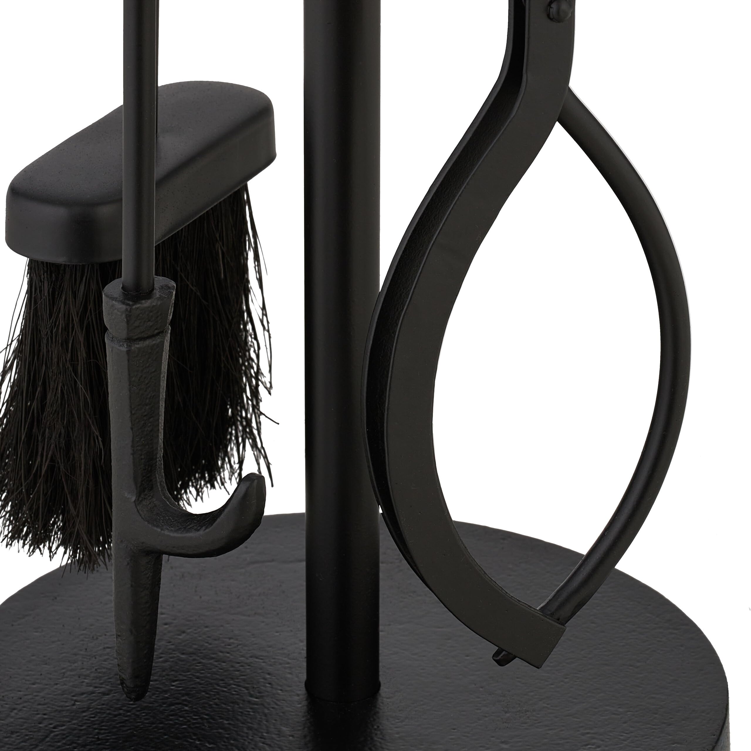Relaxdays Serviteur pour cheminée Lot de 5 pièces Tisonnier Pelle Balai à Cendres Pince Support Noir