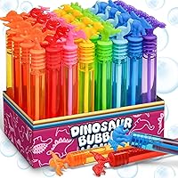 MAPIXO 32 Pack Dinosaur Bubble Wands Kids Party Favors - 8 Styles Mini Blowers with Gift Box, Carnival Goodie Bag Stuffers for Boys Girls
