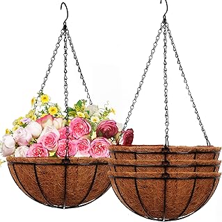 Sponsored Ad - ArtFamy Hanging Planters Basket Outdoor Indoor(14 inch 4 Pack)-Coconut Coir Hanging Baskets for Plants Outd...