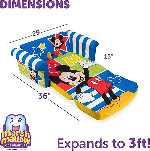 Miniatura 54 de Marshmallow Muebles, Niños 2-en-1 Flip Open Foam Comprimido Sofá, Disney La Sirenita