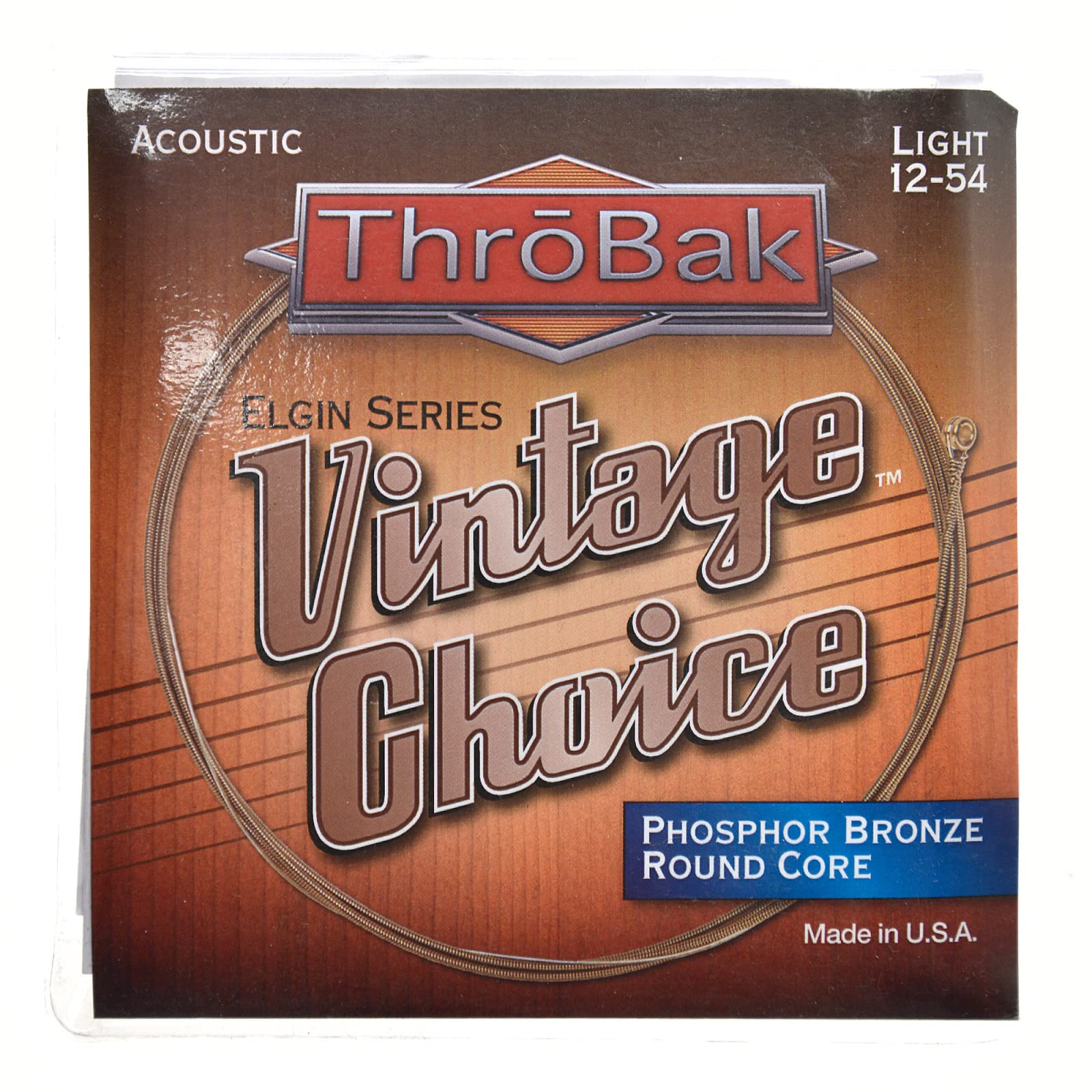 ThroBak ThroBak Vintage Choice Phosphor Bronze Acoustic Guitar Strings, Round Core, Light .012-.054