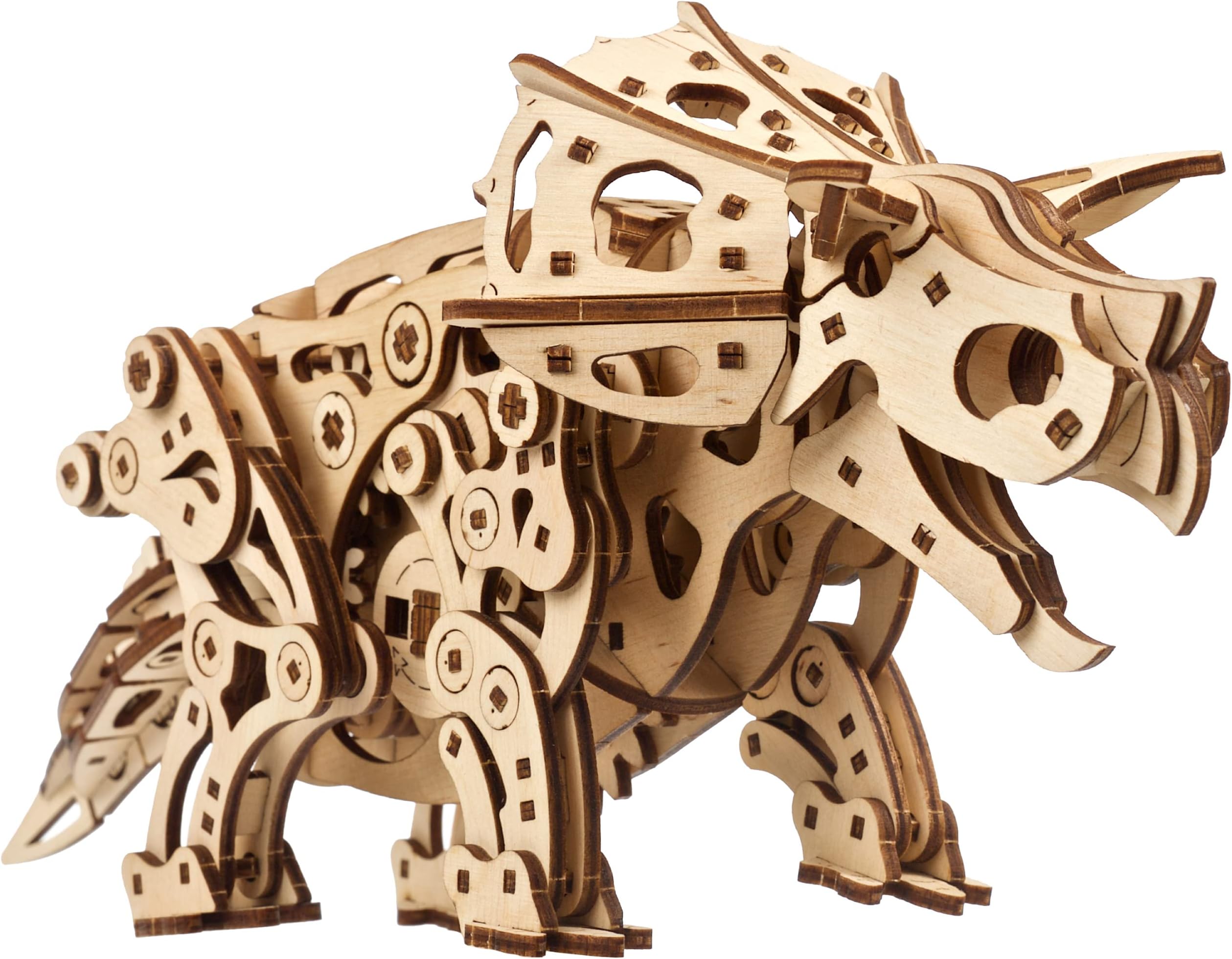 UGEARS Triceratops Dinosaur 3D Wooden Puzzles for Adults - Wooden Models Kits for Adults Dinosaur Model Kit Dino Wood Puzzle Animal Models for Adult Brain Teaser, Hobby Set