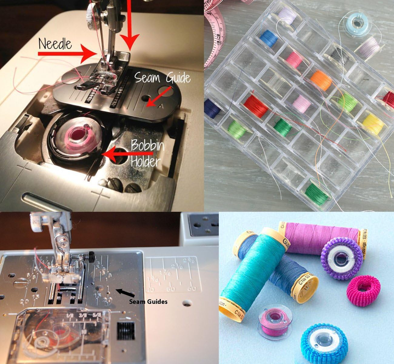 ilauke 36Pcs Bobbins and Sewing Thread with Case for Singer Brother Janome Babylock Kenmore Machine