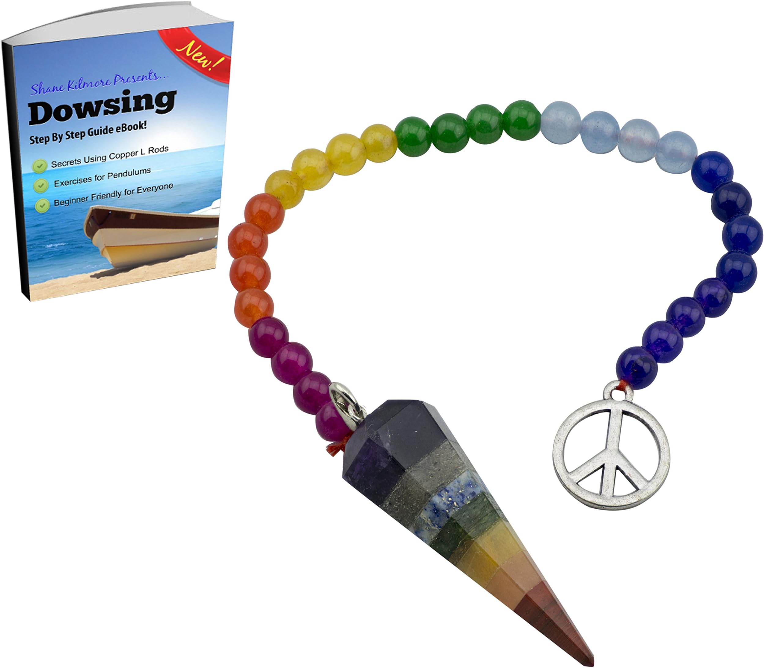 CK Crystal Chakra Multi-Stone Pendulum Dowsing Reiki Bead Charm