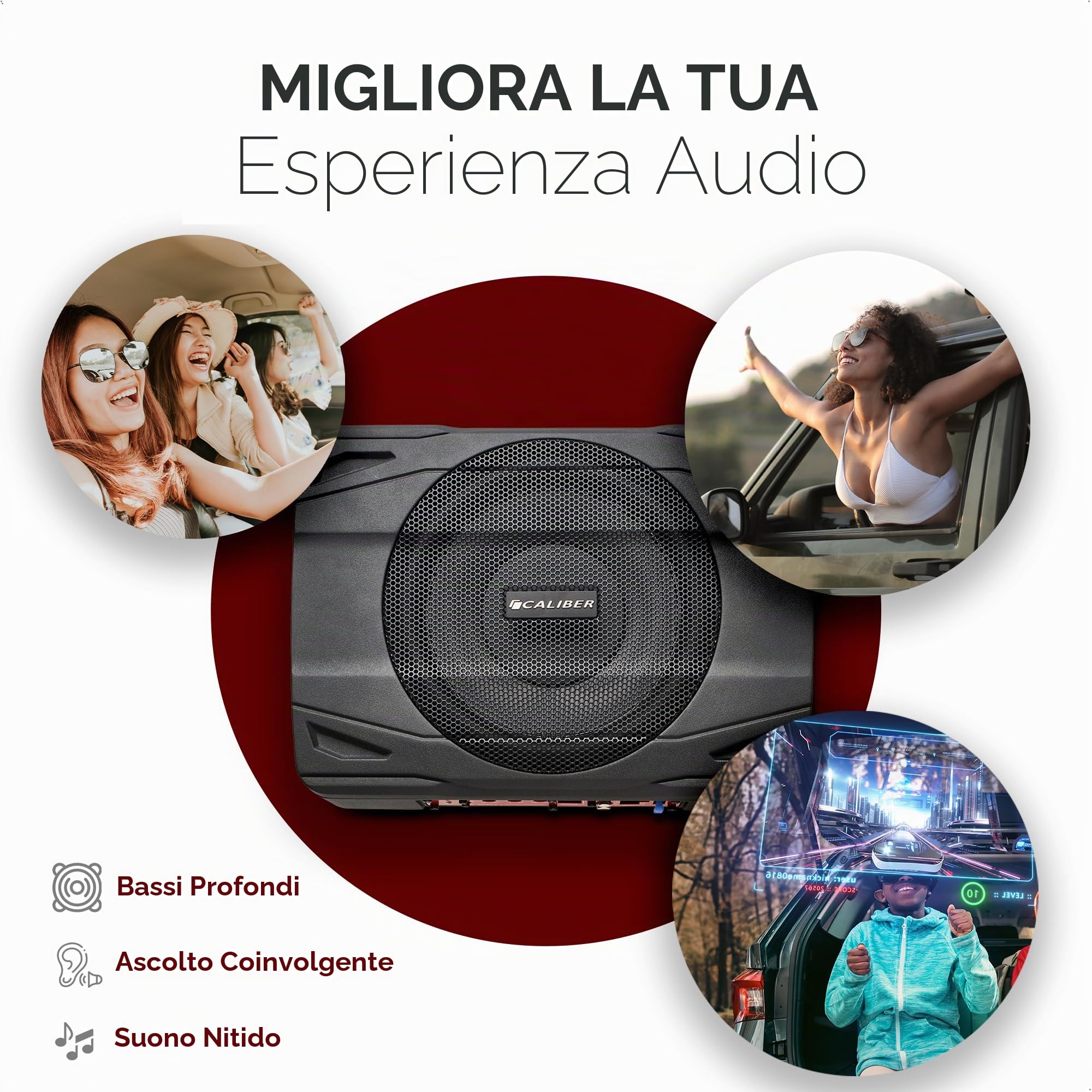 Caliber BC120US Subwoofer Auto Attivo 500W Contenuto: 1 Pz, (BC120US) Marca Caliber