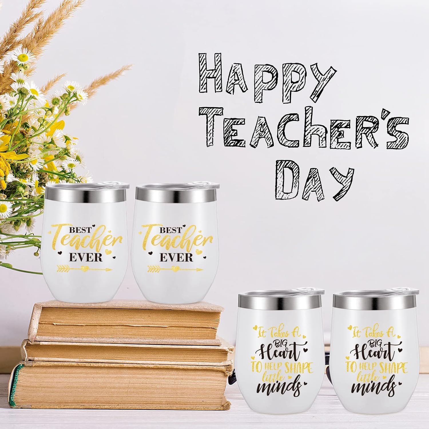 Patelai Teacher Tumbler Teacher Appreciation Gifts Funny Wine Tumbler Funny Coffee Cup Thank You Birthday Gifts, 12 oz Stainless Steel Insulated Cups with Lid and Straw(Stylish Style) - Image 4