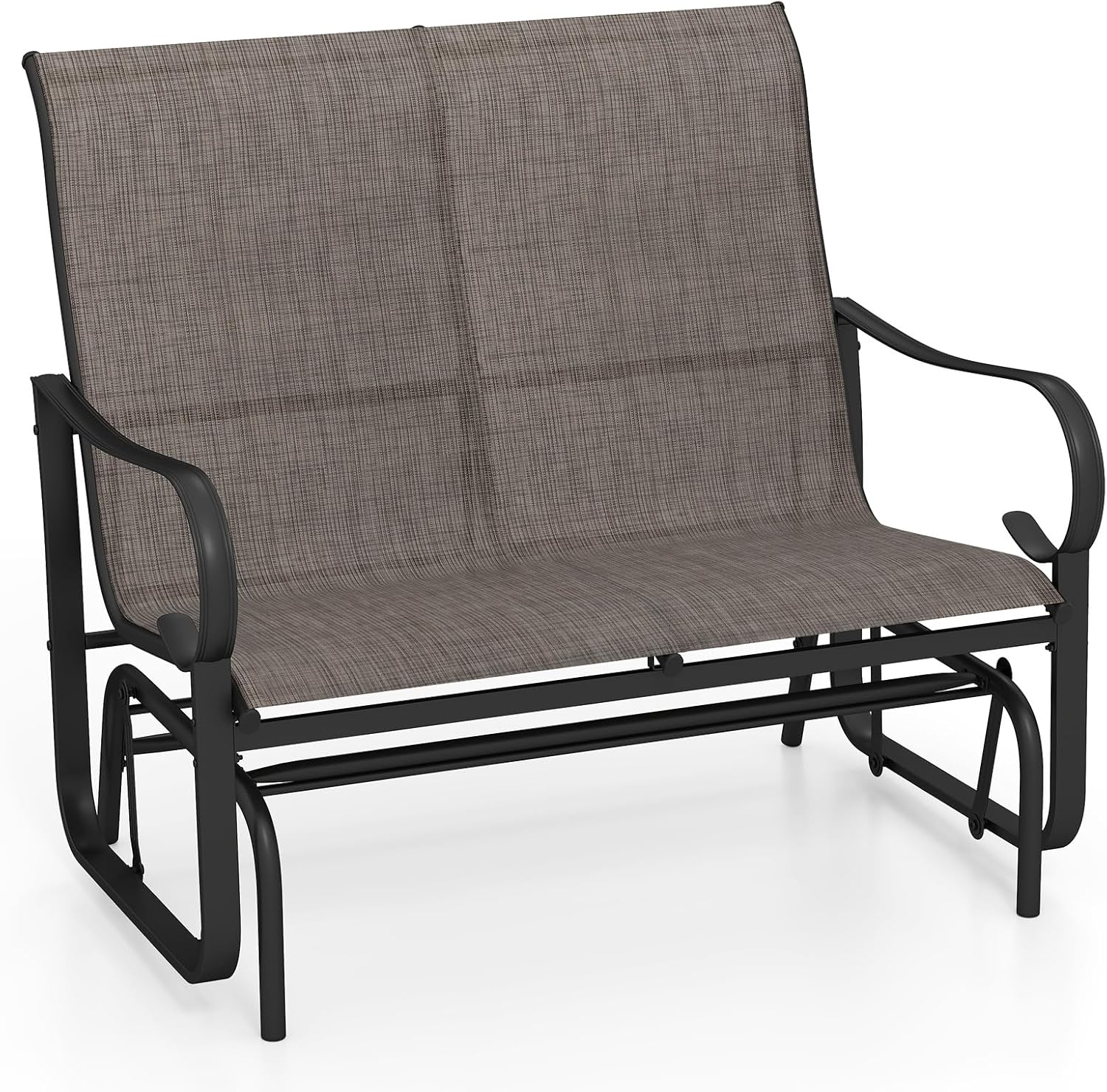 Giantex 2-Person Outdoor Glider Bench with High Backrest, Mesh Fabric, Metal Frame, 660Lbs Capacity, Rocking Chair, Swing Loveseat, Patio Glider for Garden, Poolside, Yard (31.5"x41"x37",Mix Brown)