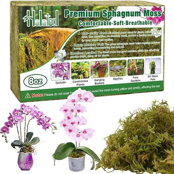 Halatool 8OZ Premium Sphagnum Moss for Plants, 12QT Green Moss for Plants Indoor Potted Orchid Moss for Repotting Succulent Carnivorous Terrarium Gardening Reptiles