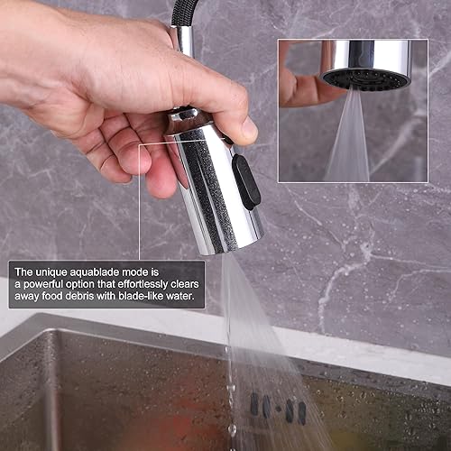 Miniatura 8 de Reemplazo de cabezal de grifo extraíble, reemplazo de cabezal de grifo de cocina, 3 modos con 9 adaptadores, cabezal rociador de grifo de cocina,