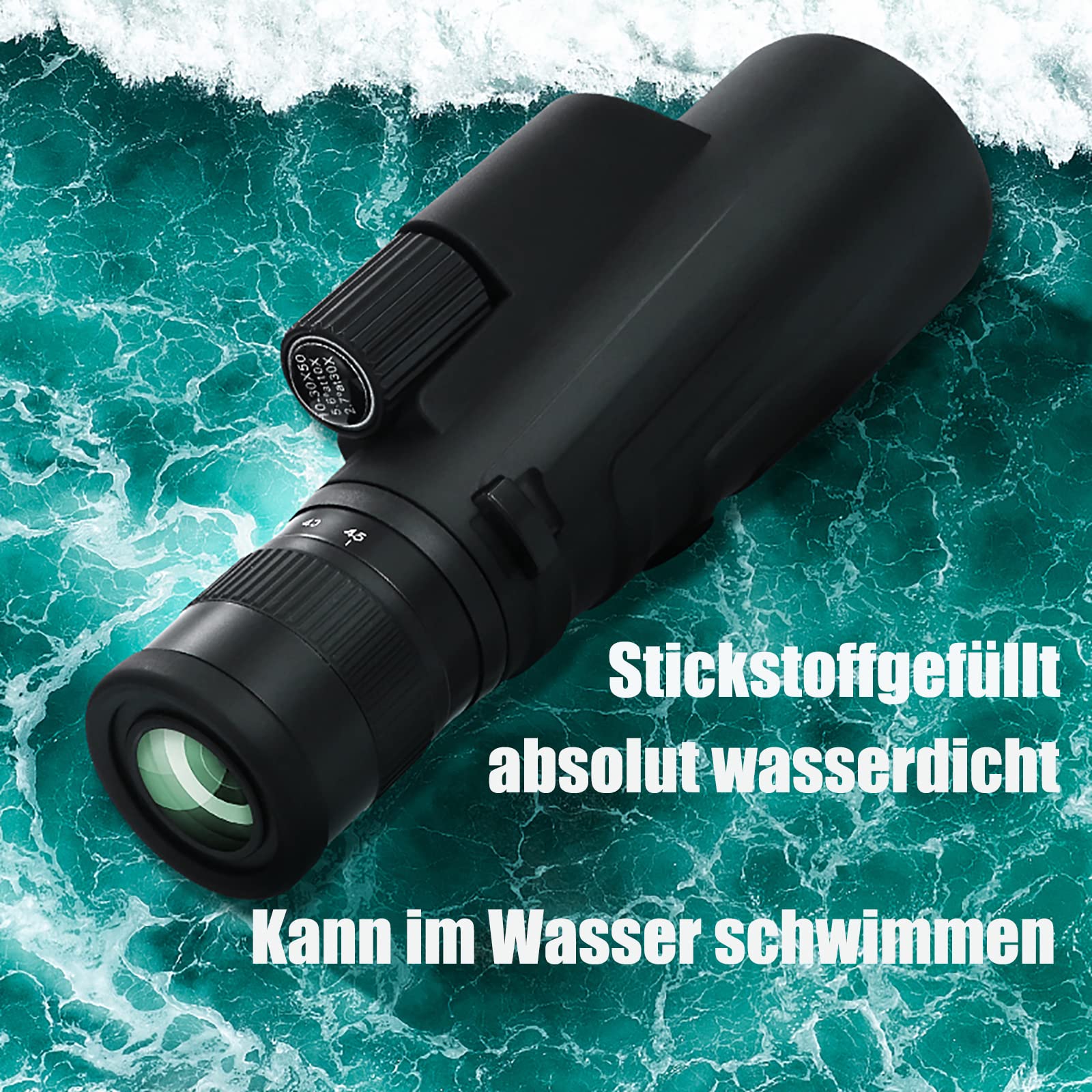 Monokular Teleskop 10-30x50 ED Zoom Monokulare IPX7 Stickstoffgefüllt und Wasserdicht mit BAK4 Prisma & FMC Linse with Adapter and Tripod für Klettern, Ballspiele, Wildtierbeobachtung