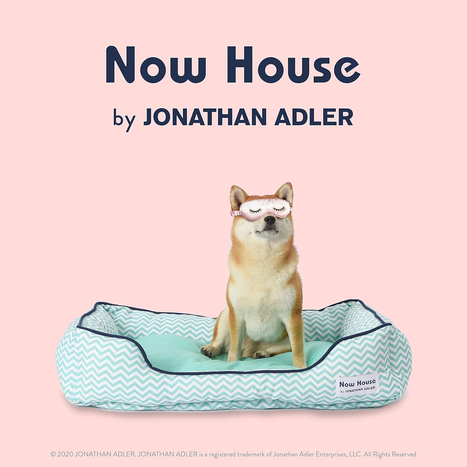 Now House for Pets by Jonathan Adler Teal Chevron Cuddler Dog Bed, Medium Washable for Medium Sized Dogs