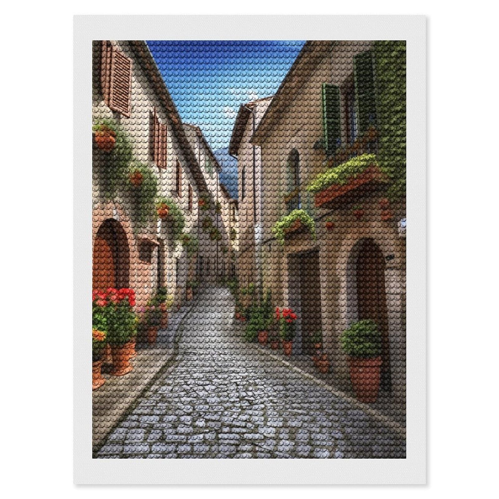 FekiLoot Diamond Art Kits for Adults, DIY 5D Italian Town Street Diamond Painting Kits for Beginners, Full Round Drill Diamond Dots Painting Gem Art Crafts for Home Wall Decor & Gift 12"x16"