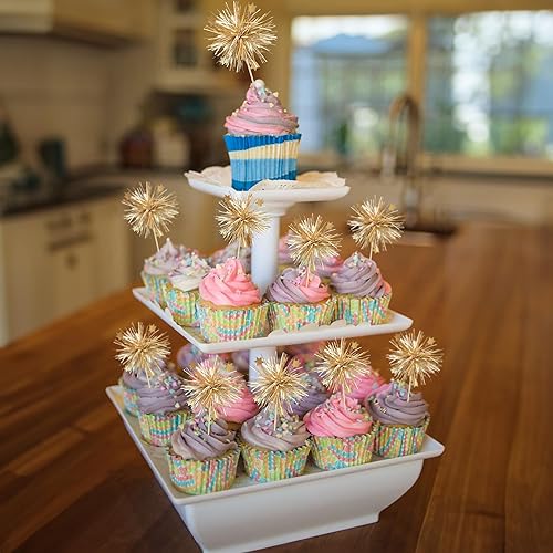 Miniatura 4 de Gyufise - 30 piezas de fuegos artificiales de papel de aluminio para cupcake, decoración de oropel brillante, para bebida, cóctel, alimentos,