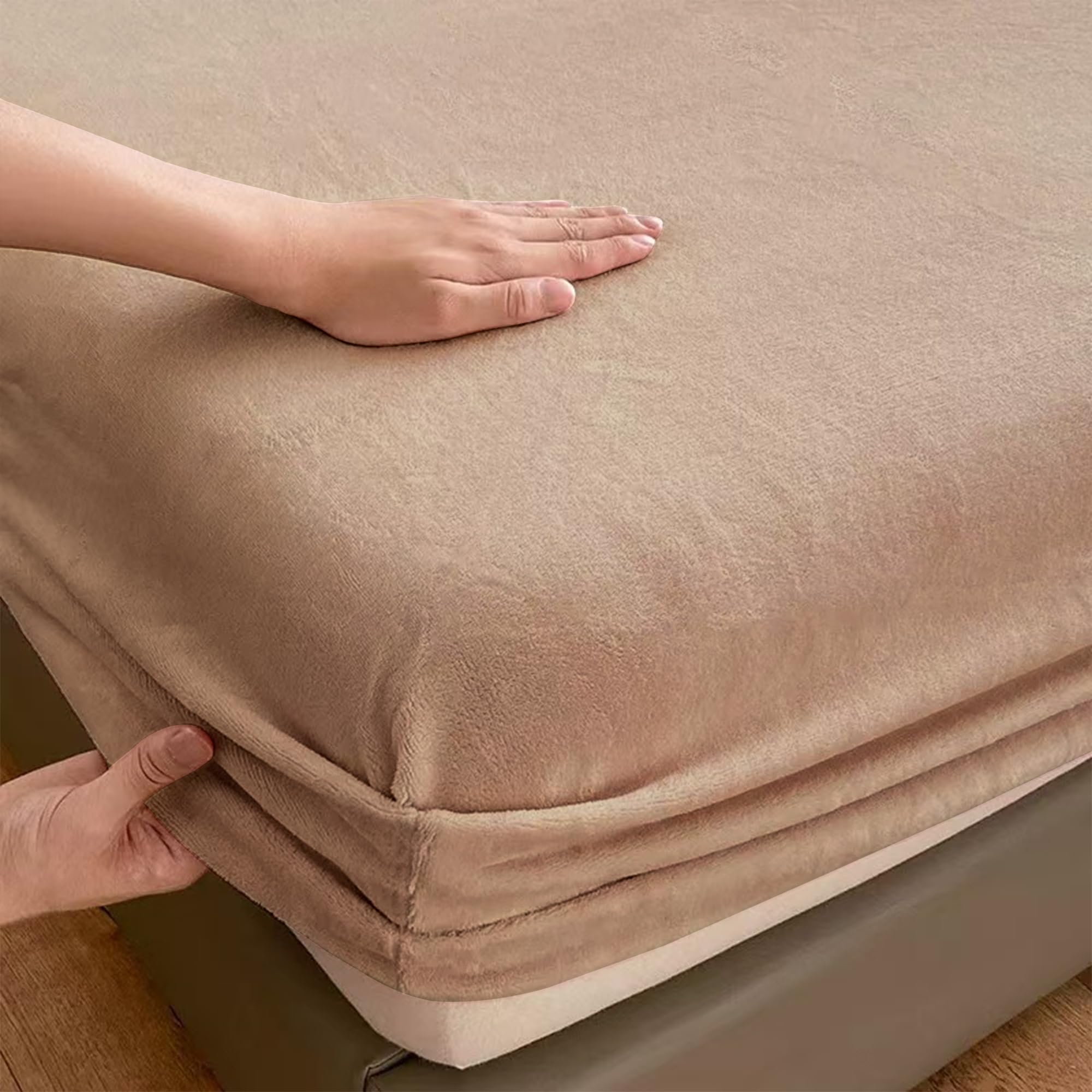 AYO ボックスシーツ シングル 暖かい あったか 吸湿発熱 冬用 防寒 寒さ対策 ベッドシーツ ベッドカバー 布団 カバー 寝具 洗える 毛布タッチ 静電気防止 ボリューム ふわふわ 秋冬 無地 北欧 (シングル・100X200cm アイボリー)