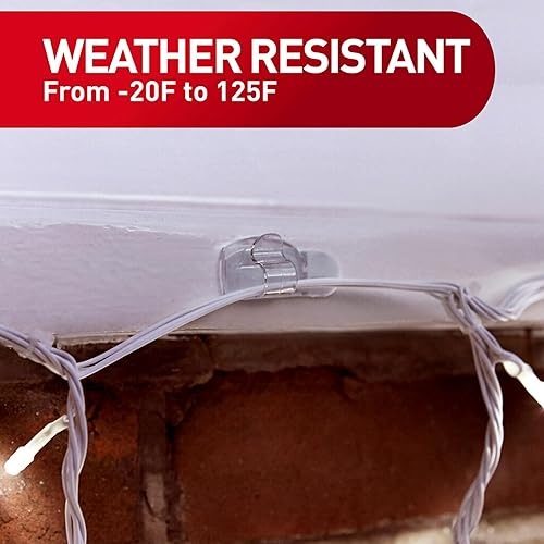 Miniatura 27 de Command Clips de luz para exteriores, 20 organizadores transparentes y 24 tiras, colgar sin daños con adhesivos resistentes a la intemperie, ganchos