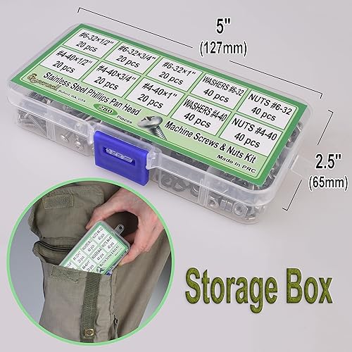 Miniatura 3 de Tornillos y tuercas de máquina pequeños, 280 tornillos de cabeza de bandeja #4-40#6-32, kit surtido de tornillos de máquina de acero inoxidable,