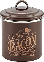 Ayesha Curry 46950 Enamel on Steel Bacon Grease Can / Bacon Grease Container - 4 Inch, Brown