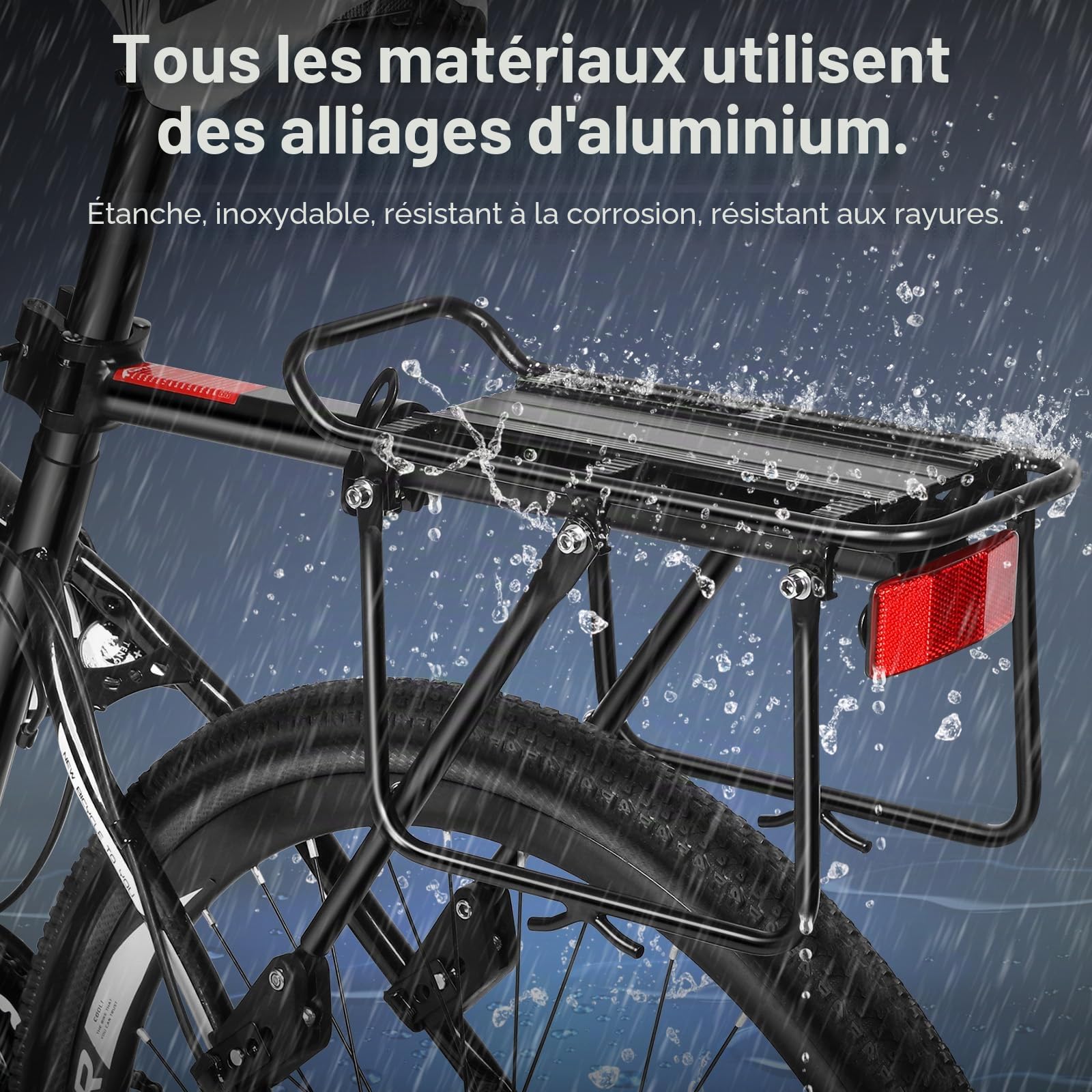 Toptrek Porte-bagages VTT pour vélo de 24 à 29 pouces | Universel en alliage d'aluminium, 50 kg de charge | Arrière pour VTT, vélo de route
