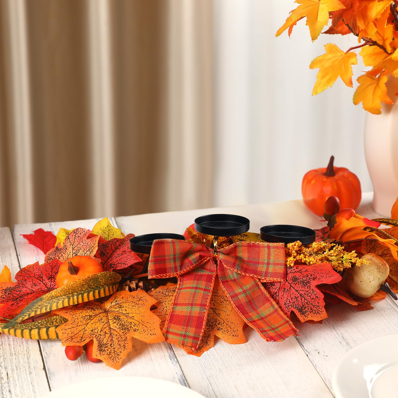 Dollar Tree Fall Candle Wreath Rings Autumn Table Decor Candle Rings ...