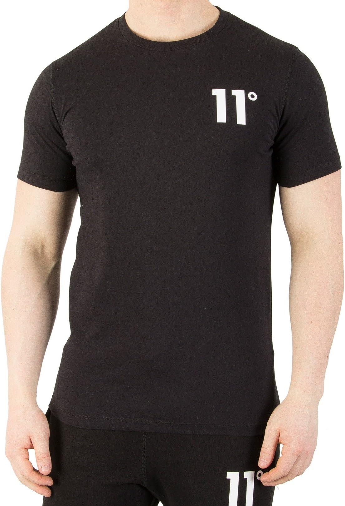11 Degrees Men's Brand Carrier Logo T-Shirt, Black, Small