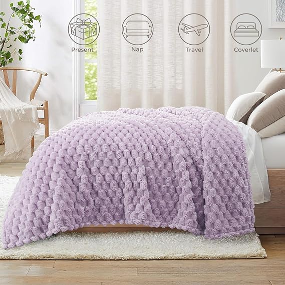 Whale Flotilla Soft 3D Jacquard Fleece King Size Bed Blanket, 230x264CM