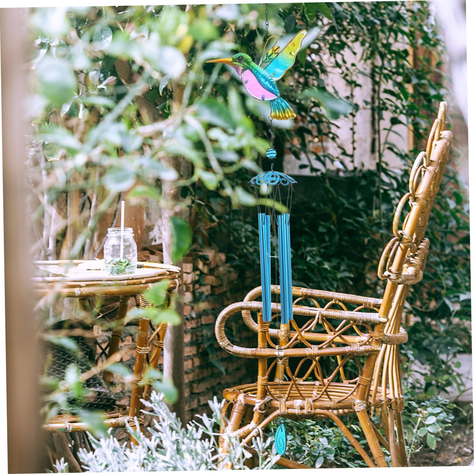 Milisten 5stücke Hängende Windglocke Mit Hummingbird Design Buntglas Garten Deko Für Balkon Und Terrasse Klarer Perfektes Für Gartenliebhaber Und Frauen