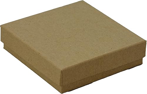 Miniatura 2 de Kraft reciclado rellena de algodón caja de joyería # 33(caja de 100) 3.5" x 3.5" x 1"