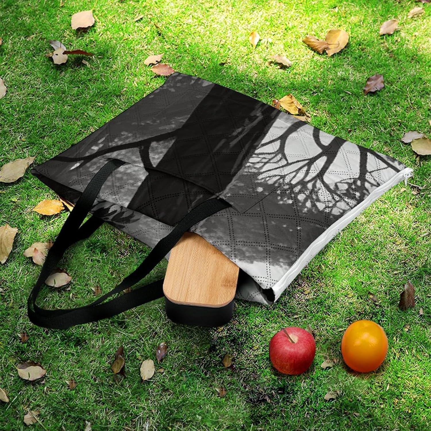 Dinosaur Picnic Blanket 200x200cm, Foldable 2-in-1 Picnic Mat and Tote Bag Portable Waterproof Beach Mat Sandproof Outdoor Blanket for Park, Hiking, Beach, Camping, Travel