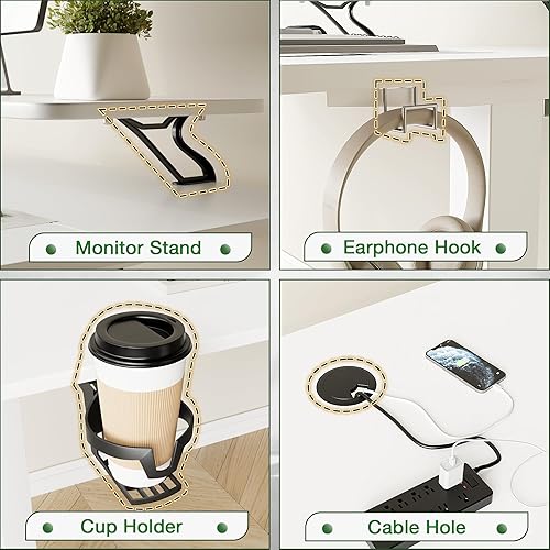 Miniatura 6 de Furmax Escritorio eléctrico de pie con monitor y estación de trabajo para laptop, escritorio de pie ajustable de 55 x 24 pulgadas, estación de