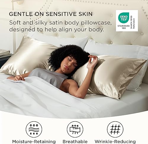 Vista 256 de Bedsure - Juego de 2 fundas de almohada de satén 06 - negro