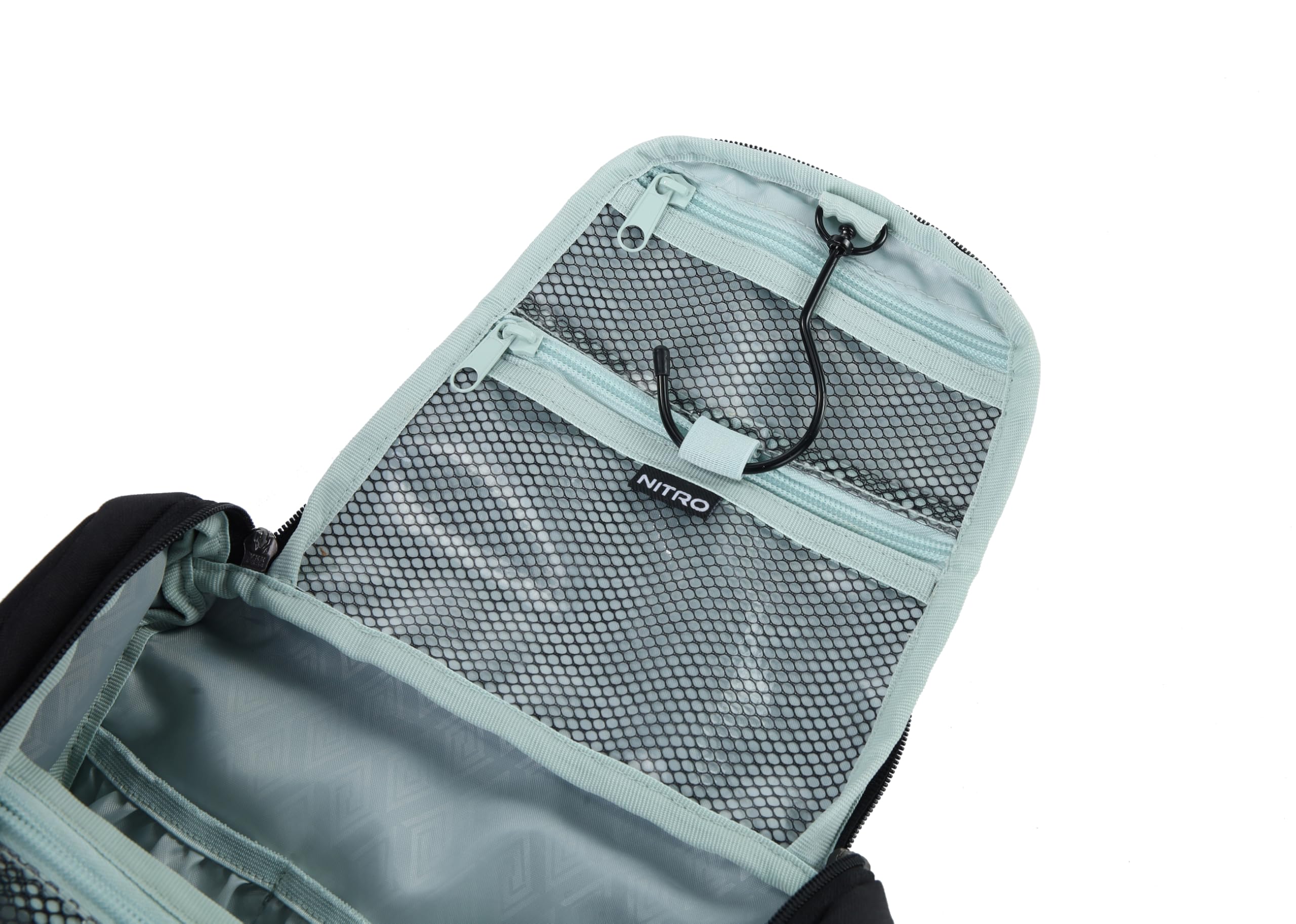 Travel Kit - Bolsa de Aseo con Compartimento Inferior para Colgar, con Muchos Compartimentos de Almacenamiento, 25 x 24 x 11 cm, Negro auténtico, 25x24x11 cm, Kit de Viaje