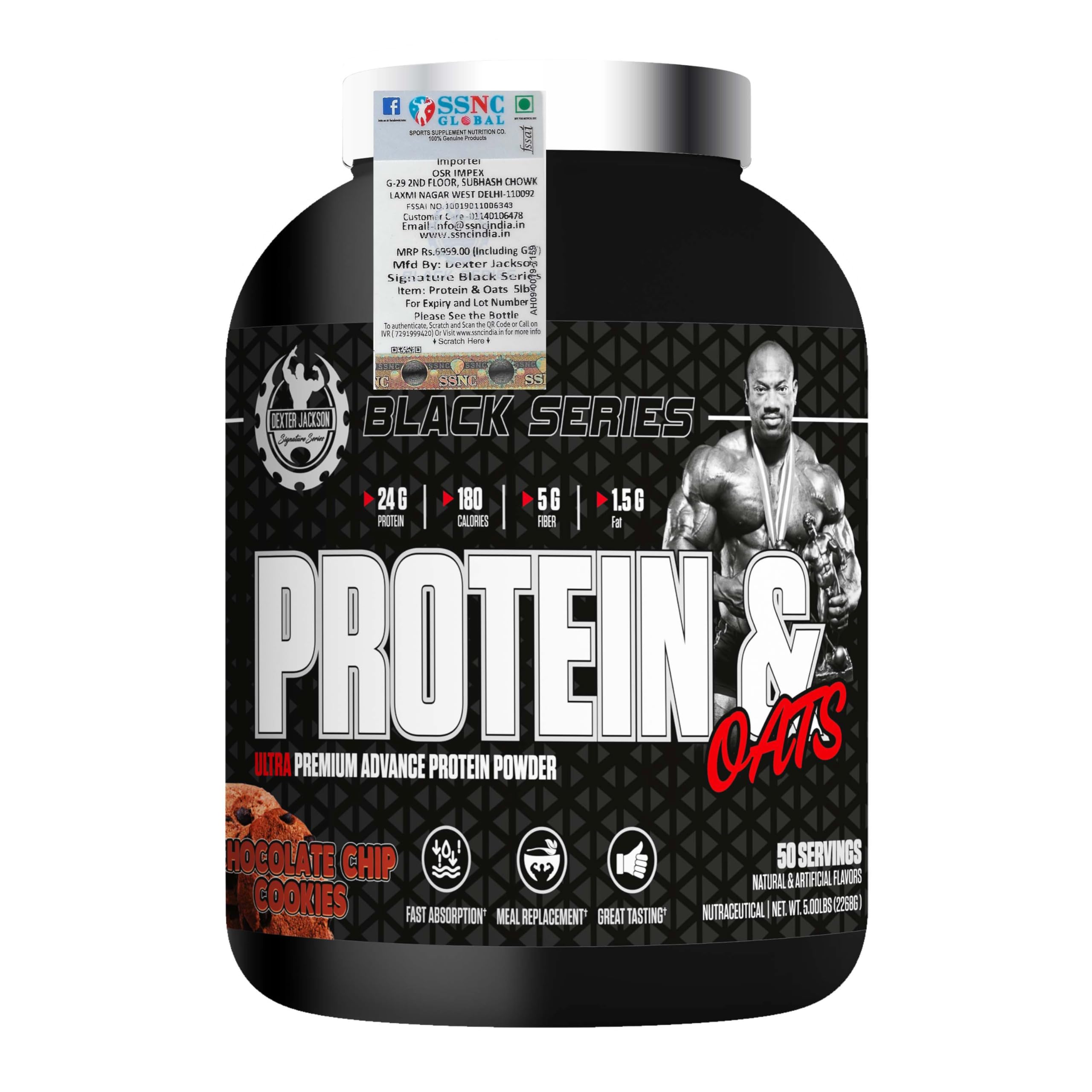 Dexter Jackson Black Protein & Oats | Ultra-Premium Advance Protein Powder | Chocolate Chips Cookies | 5 lbs (2268g) | 50 Servings | Muscle Fuel with Oats for Optimal Performance — Amazon image 4