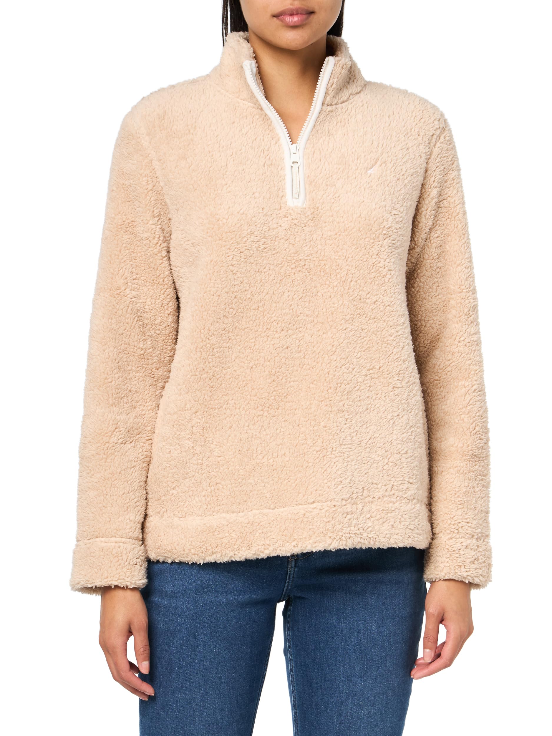 Nautica womens Mockneck Fleece Sweater Pullover