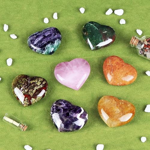 Miniatura 7 de SMQ Piedra de corazón de amatista natural de 2.362 in, piedra preciosa pulida, palma de bolsillo, cristales de chakras grandes y piedras curativas,