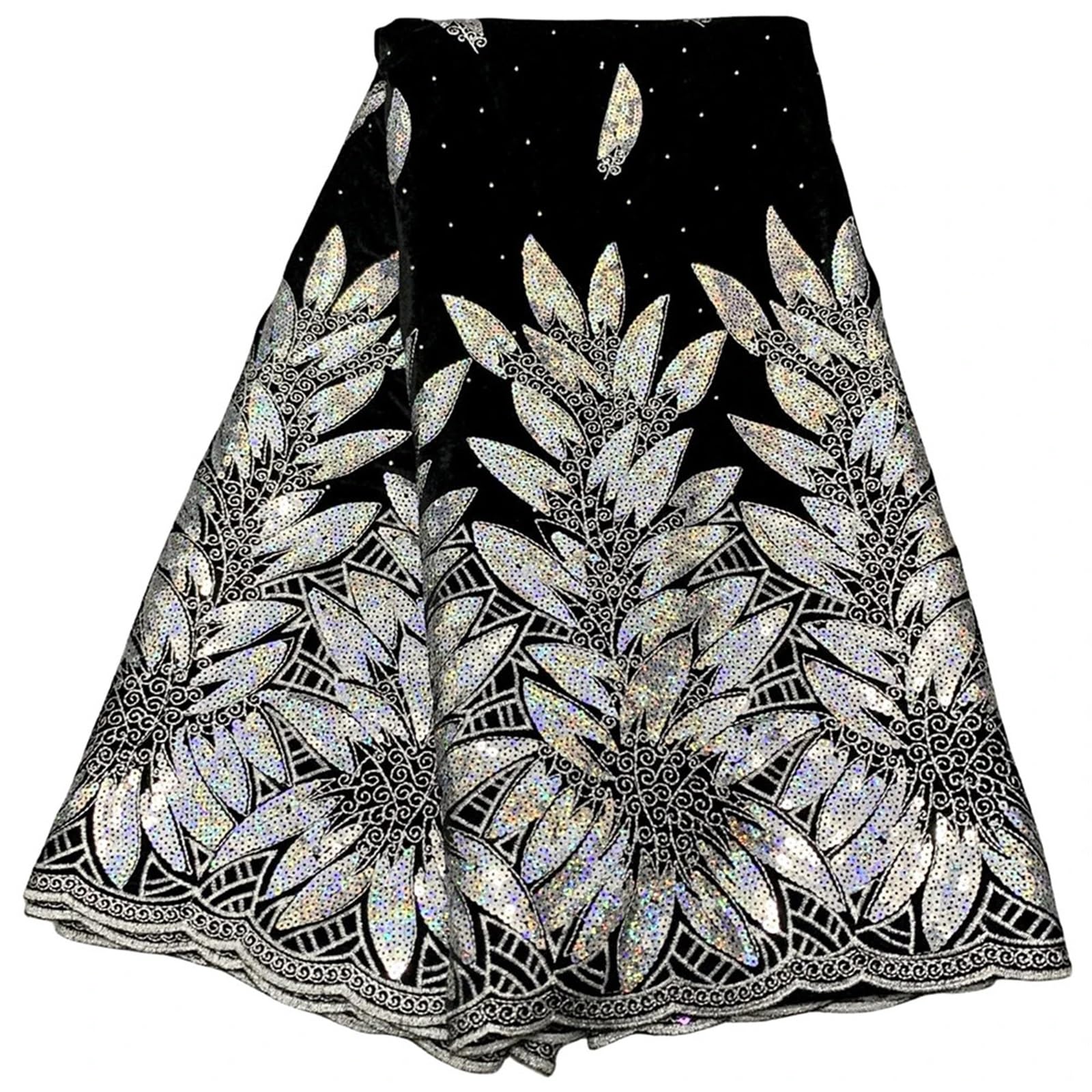 Embroidery Sequins Lace African Fabric Velvet Lace Sequins Embroidered Fabric for Sewing Quilting 5 Yards Multicolor(6)