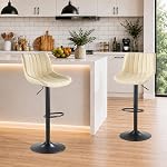 SAETSFEG Bar Stools Set of 2, Modern Swivel Counter Height Stools with Backrest,Adjustable Leather Bar Chairs, Upholstered Armless Kitchen Island Stool, Black